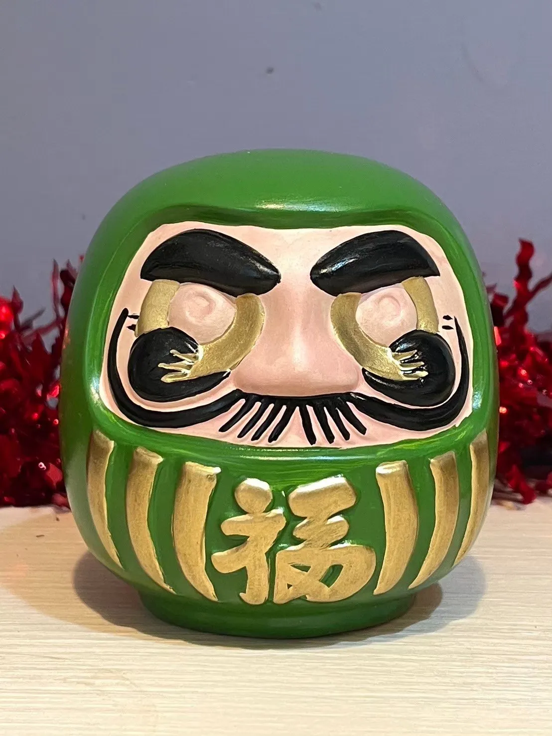 綠陶瓷 祈願招福不倒翁存錢筒八塗文創