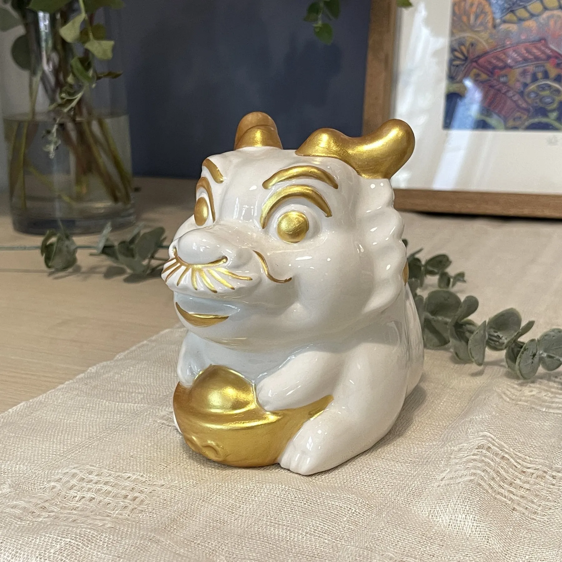 元寶龍陶瓷存錢筒白金八塗文創