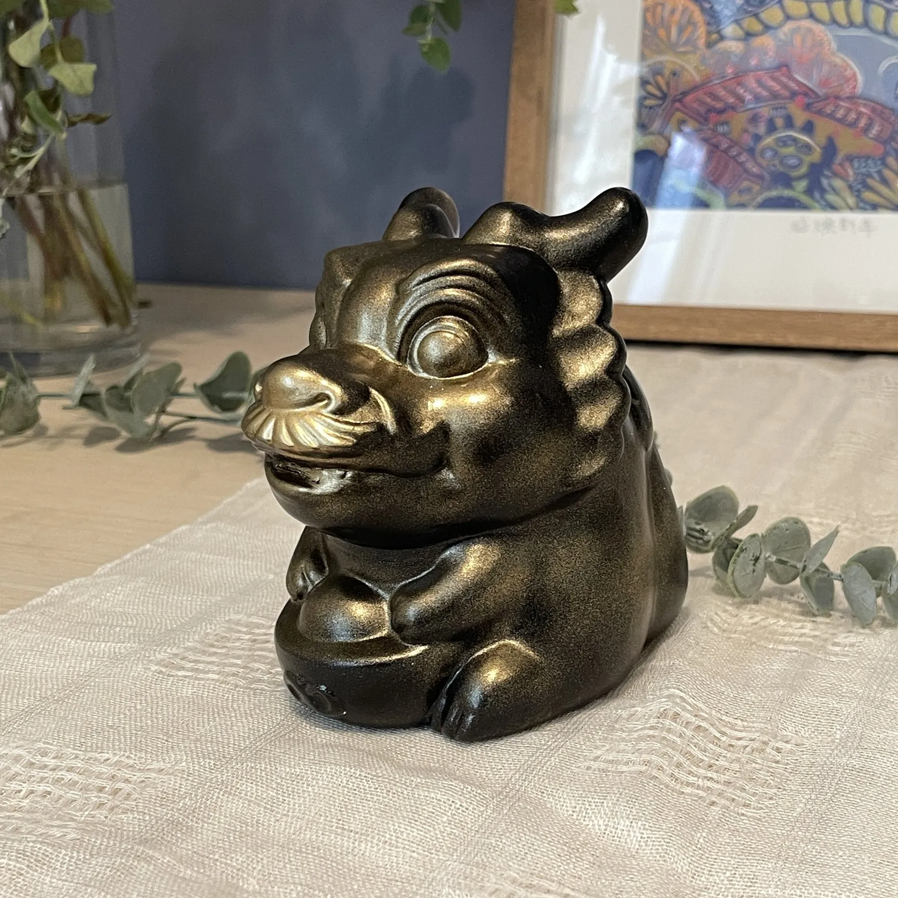 元寶龍陶瓷存錢筒黑金八塗文創